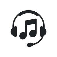 Headset with Music Notes Icon for Audio Streaming Service vector
