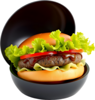 Yummy grilled burger with crunchy toppings and soft bun. . png