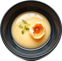 Tasty traditional Japanese egg custard with smooth creamy surface. . png