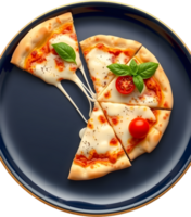 Pizza slice with melted cheese crusty edges design. . png