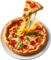 Melty cheesy pizza slice with dripping flavor art. . png