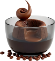 Soft molten chocolate pastry with fudge filled core. . png