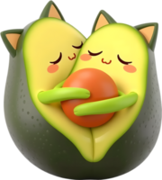 Green avocado drawing with cheerful cartoon aesthetics. . png