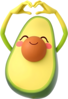 Smiling green avocado with kawaii charm and expression. . png