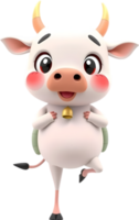 Chubby baby cow drawing with funny cartoon character pose. . png
