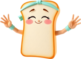 Toast cartoon character with adorable expression and breakfast feel. . png