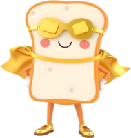 Smiling cheerful bread cartoon character with cute happy look. . png