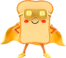 Animated bread cartoon with kawaii expression and fun design. . png