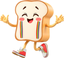 Joyful toast cartoon design with fun face and charm. . png