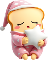 Sliced toast character cartoon with cute and fun mood. . png