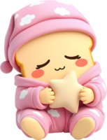 Cute sliced toast cartoon with bright joyful animated expression. . png