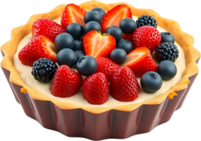 Tart Illustration Topped With Mixed Fruits Cream and Berries. . png