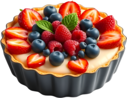 Glazed Tart Clipart Layered With Cream and Summer Berries. . png