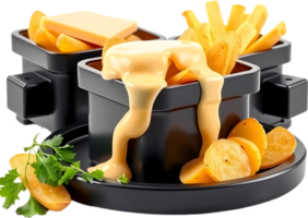 Melting cheese goodness with seasoned potatoes and meat bites. . png