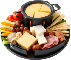 Hot and gooey cheese topping potatoes with rich meats. . png