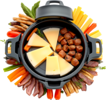 Comforting melted raclette served alongside crispy potatoes and meats. . png