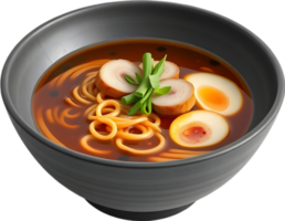 Steaming bowl of Japanese ramen with chopsticks clipart art. . png