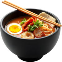 Pork and egg ramen soup clipart illustration for design. . png