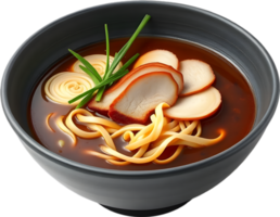 Creamy pork tonkotsu ramen with fresh garnishes clipart design. . png