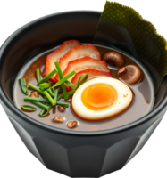 Savory miso ramen with chopsticks fresh pork egg delight. . png