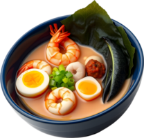 Delicious hot ramen in savory broth with soft noodles. . png