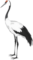 Sumi-e style crane art with minimalist flowing composition. . png