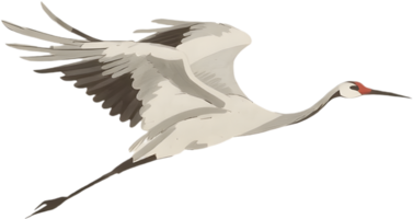 Graceful bird art in ink with floating soft wings. . png