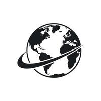 Global Business Icon Earth Globe with Orbiting Swirl Design for Corporate Branding vector