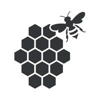 Honeycomb and Bee Icon Black and White Graphic Design Element vector