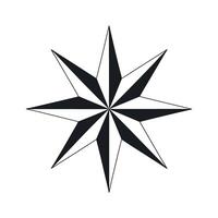 Abstract Eight Pointed Star Geometric Design Element Black and White vector
