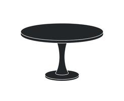 Simple Black Silhouette of a Round Pedestal Table Isolated on White Background vector