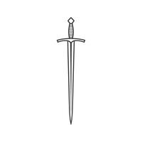 Simple Line Drawing of a Medieval Sword Isolated on White Background vector