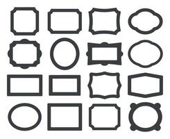 Collection of sixteen diverse frames ideal for various design projects offering diverse shapes and styles for image or text placement vector