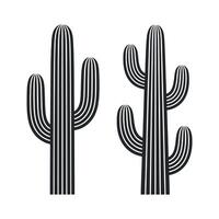 Two stylized cactus illustrations in black and white minimalist design perfect for textile prints logos and home decor vector