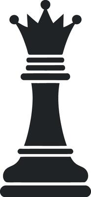 Simple Black Silhouette of Chess Queen Piece Icons Isolated on White Background