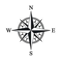 Classic Black and White Compass Rose Illustration for Navigation and Direction vector