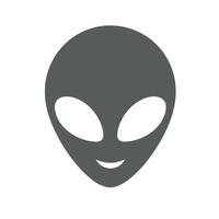 Smiling Grey Alien Head Icon Simple Flat Design Illustration vector