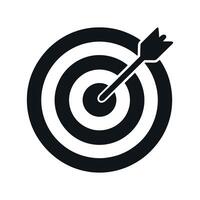 Bullseye Target with Arrow in Center Black and White Icon Graphic Design Element vector