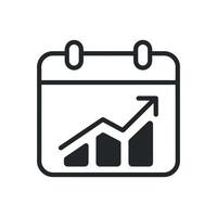 Calendar Icon Showing Upward Trending Graph Representing Growth and Progress onwhite vector