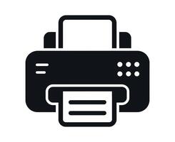 Simple Black Printer Icons Illustration for Printing Document Paper on white vector