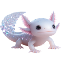 3D Cute pink crystal axolotl png
