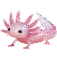 Cute pink crystal axolotl 3D model png