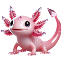 Cute pink crystal style axolotl 3D png