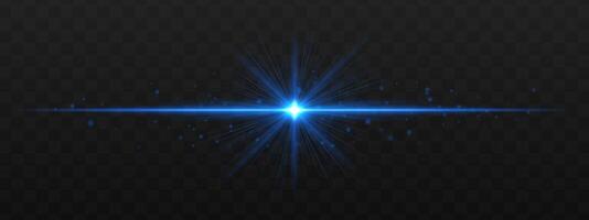 Blue light star burst effect on transparent background vector