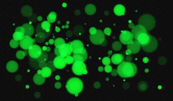 Green glowing circles on black background vector