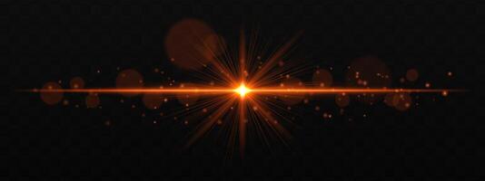 A glowing orange light with a starburst effect vector