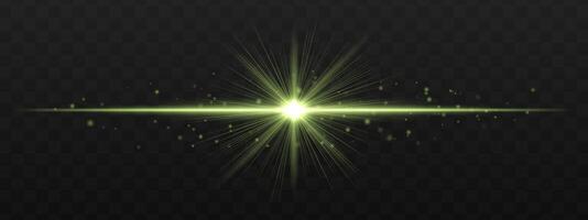 A glowing green star burst on a black background vector