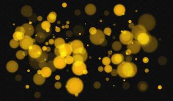 Golden lights on black background vector