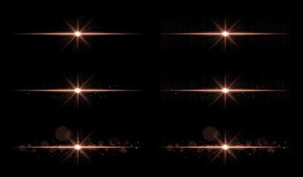 A set of different star lights on a black background vector
