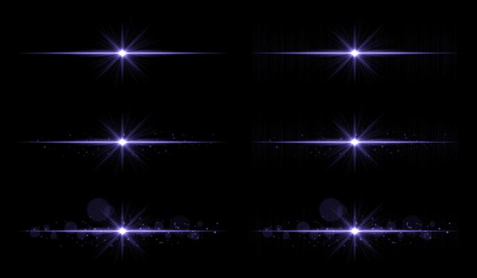 A set of four different starburst lights